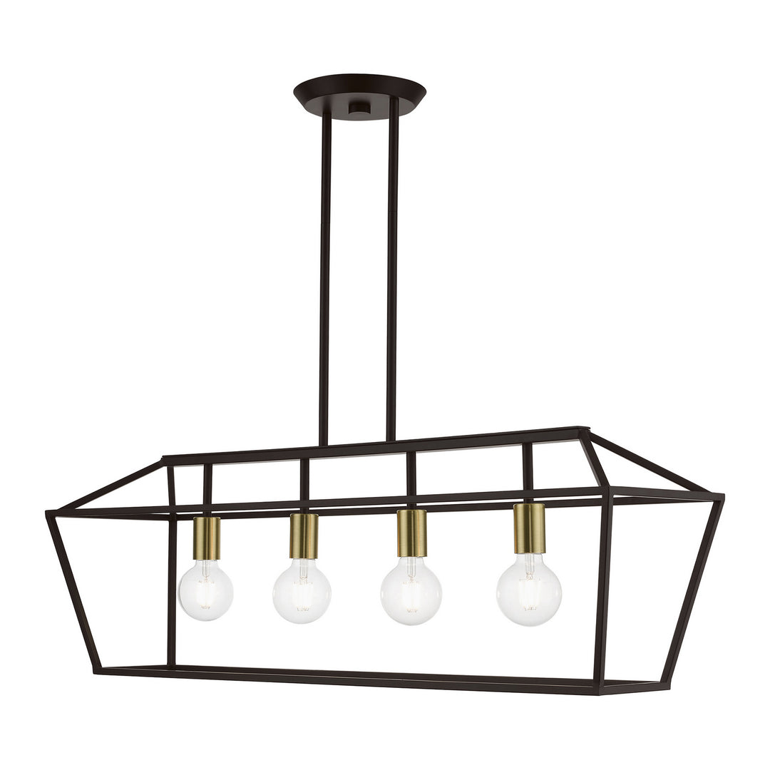 Livex Devone 49437-07 Pendant Light - Bronze w/Antique Brass