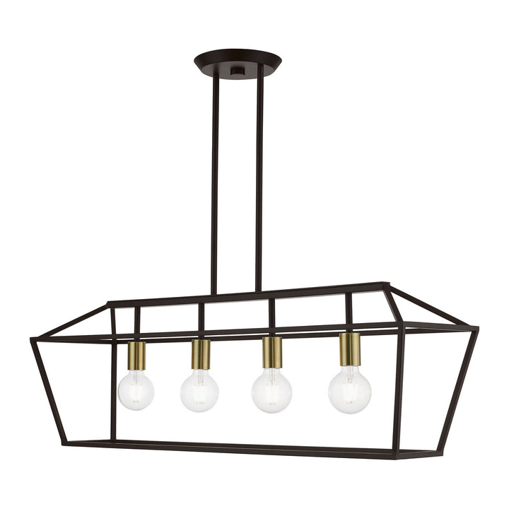 Livex Devone 49437-07 Pendant Light - Bronze w/Antique Brass