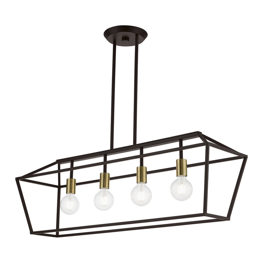 Livex Devone 49437-07 Pendant Light - Bronze w/Antique Brass