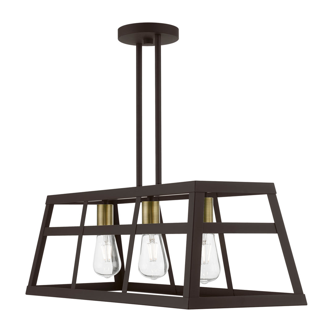 Livex Schofield 49563-07 Pendant Light - Bronze w/Antique Brass
