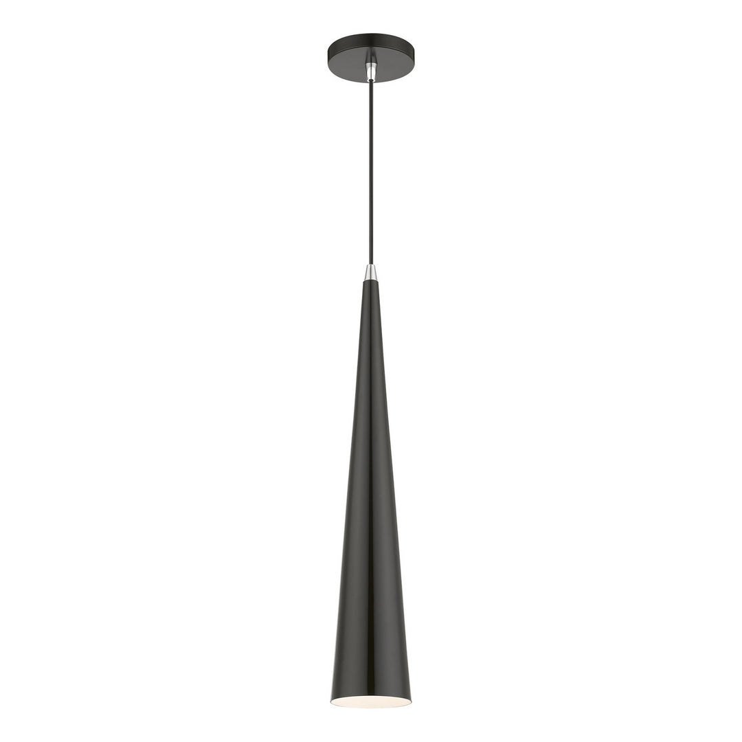 Livex Noho 49631-68 Pendant Light - Shiny Black w/Polished Chrome