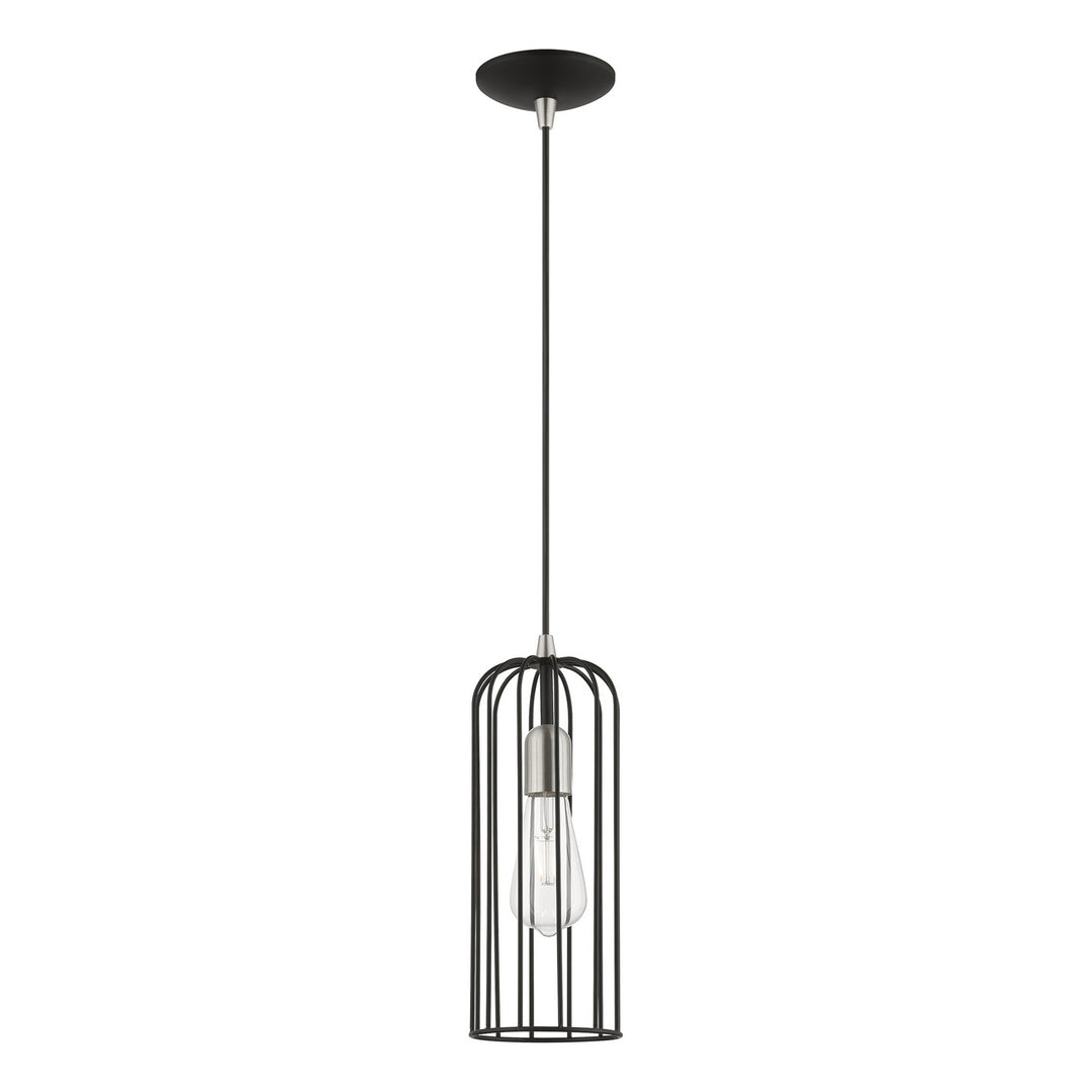 Livex Glenbrook 49713-04 Pendant Light - Black w/Brushed Nickel