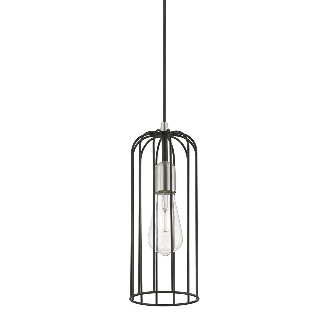 Livex Glenbrook 49713-04 Pendant Light - Black w/Brushed Nickel