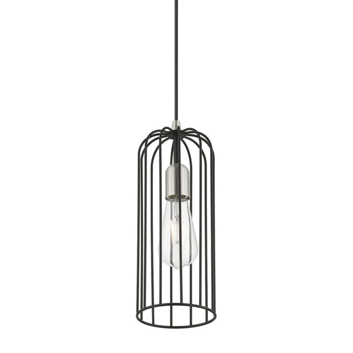 Livex Glenbrook 49713-04 Pendant Light - Black w/Brushed Nickel