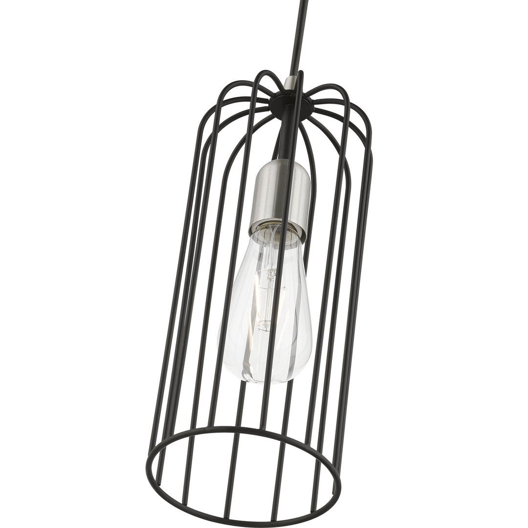 Livex Glenbrook 49713-04 Pendant Light - Black w/Brushed Nickel