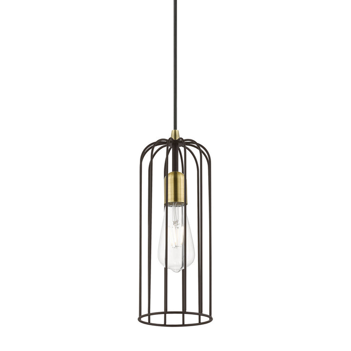 Livex Glenbrook 49713-07 Pendant Light - Bronze w/Antique Brass