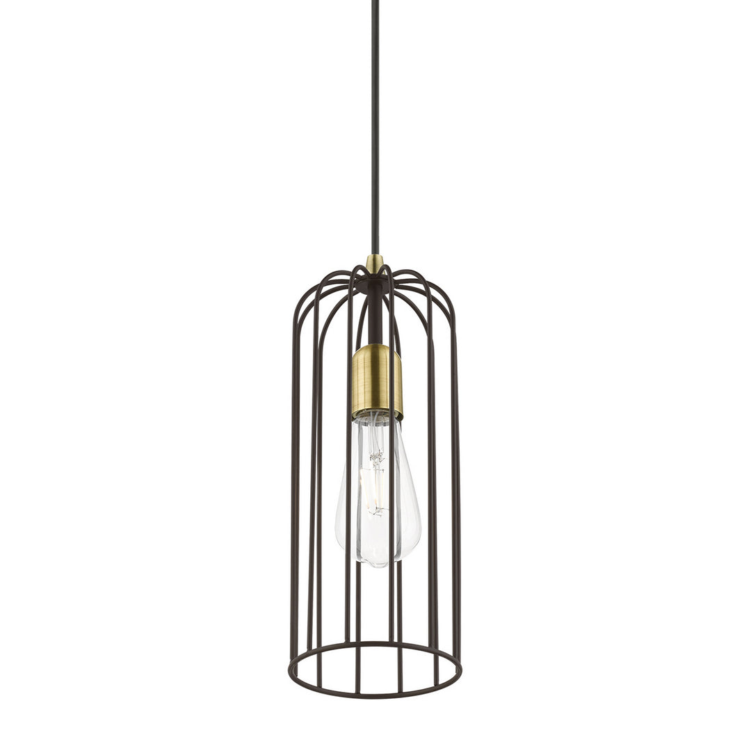 Livex Glenbrook 49713-07 Pendant Light - Bronze w/Antique Brass