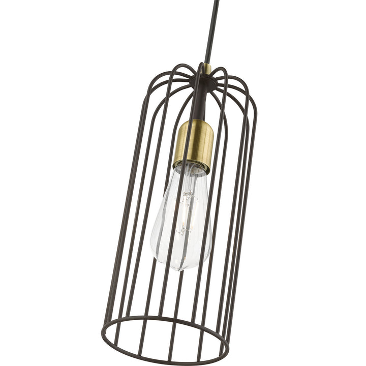 Livex Glenbrook 49713-07 Pendant Light - Bronze w/Antique Brass