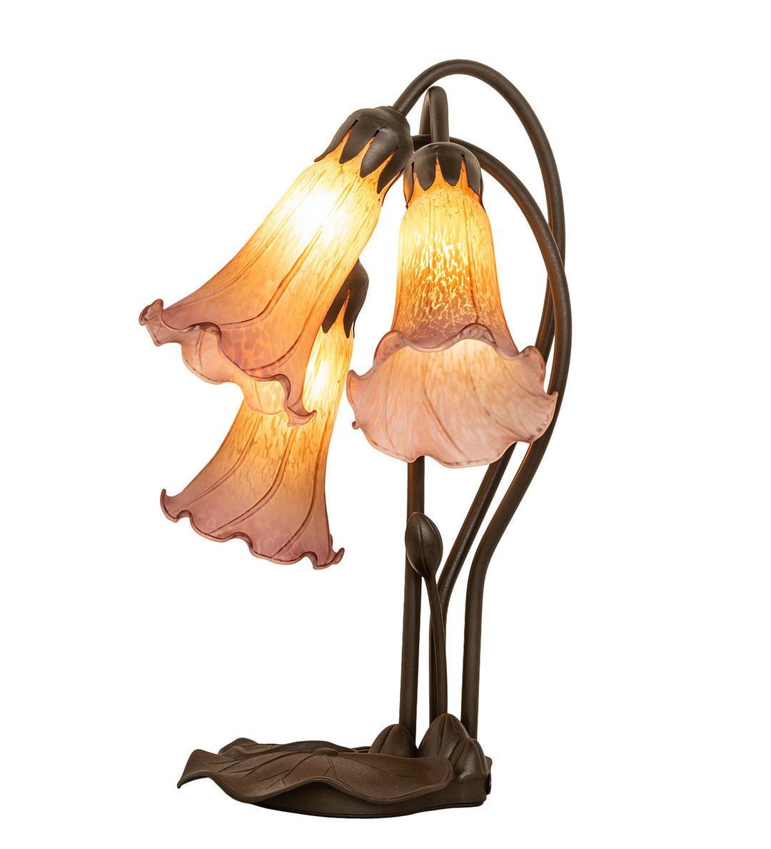 Meyda Tiffany Lighting 129165 Amber/Purple Three Light Table Lamp Lamp Bronze / Dark