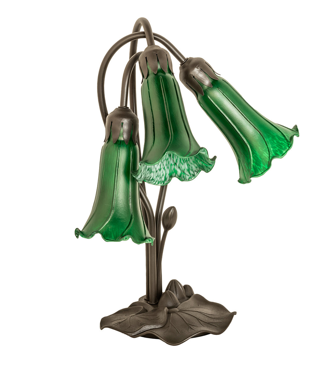 Meyda Tiffany Lighting 136434 Green Three Light Table Lamp Lamp Bronze / Dark