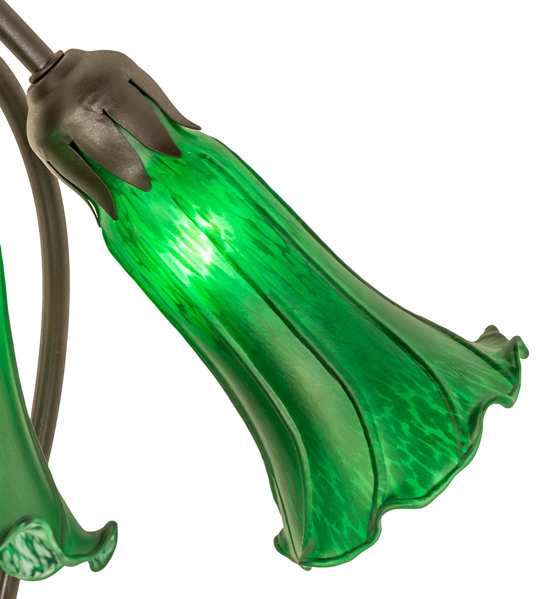 Meyda Tiffany Lighting 136434 Green Three Light Table Lamp Lamp Bronze / Dark