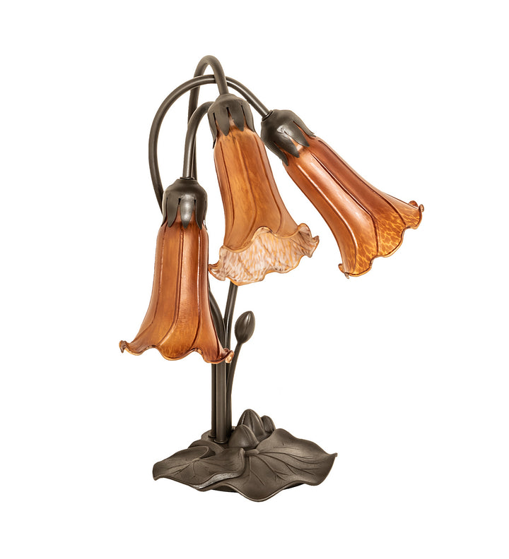 Meyda Tiffany Lighting 136435 Amber Three Light Table Lamp Lamp Bronze / Dark
