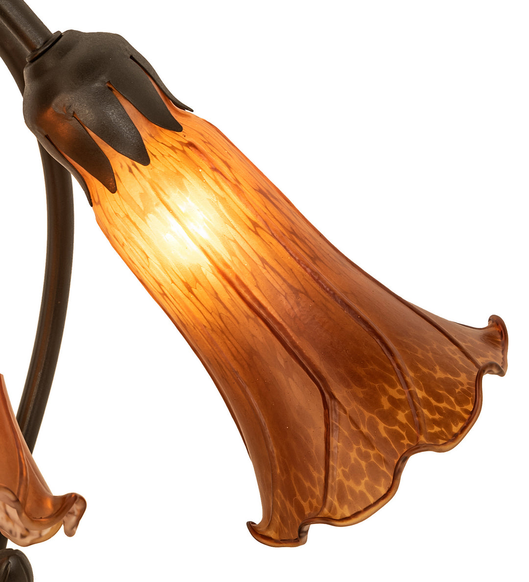 Meyda Tiffany Lighting 136435 Amber Three Light Table Lamp Lamp Bronze / Dark