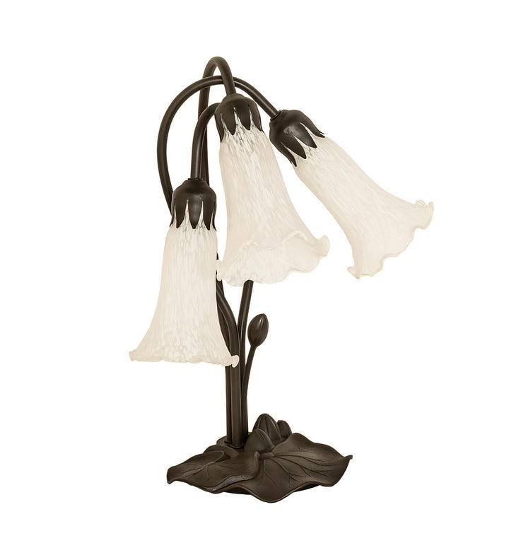 Meyda Tiffany Lighting 173809 White Three Light Table Lamp Lamp Bronze / Dark