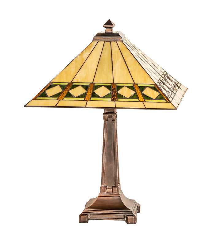 Meyda Tiffany Lighting 17382 Diamond Band Mission Two Light Table Lamp Lamp Bronze / Dark