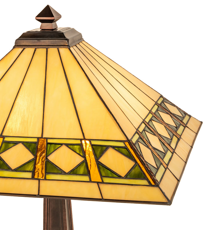 Meyda Tiffany Lighting 17382 Diamond Band Mission Two Light Table Lamp Lamp Bronze / Dark