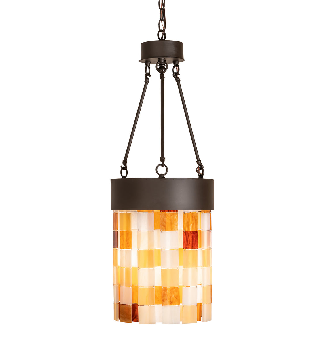 Meyda Tiffany Cilindro Calico 249600 Pendant Light - Oil Rubbed Bronze