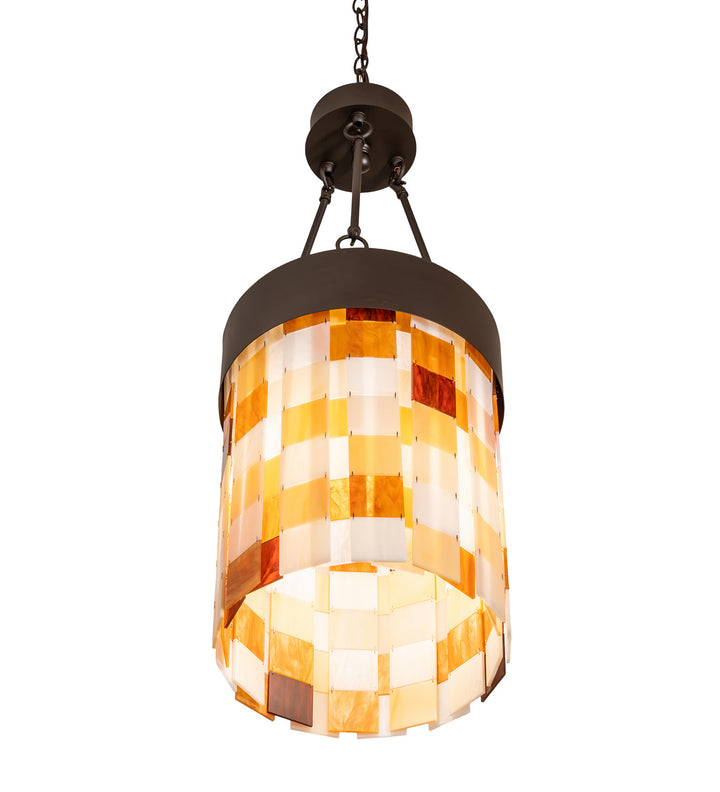 Meyda Tiffany Cilindro Calico 249600 Pendant Light - Oil Rubbed Bronze