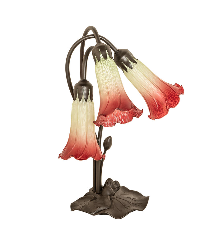 Meyda Tiffany Lighting 251682 Seafoam/Cranberry Three Light Table Lamp Lamp Bronze / Dark
