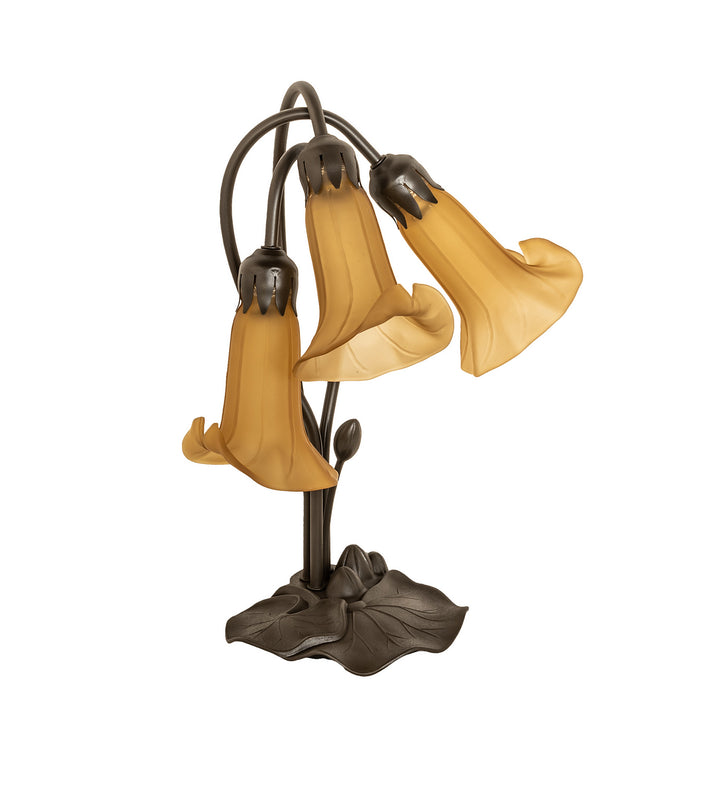Meyda Tiffany Lighting 251683 Amber Three Light Table Lamp Lamp Bronze / Dark