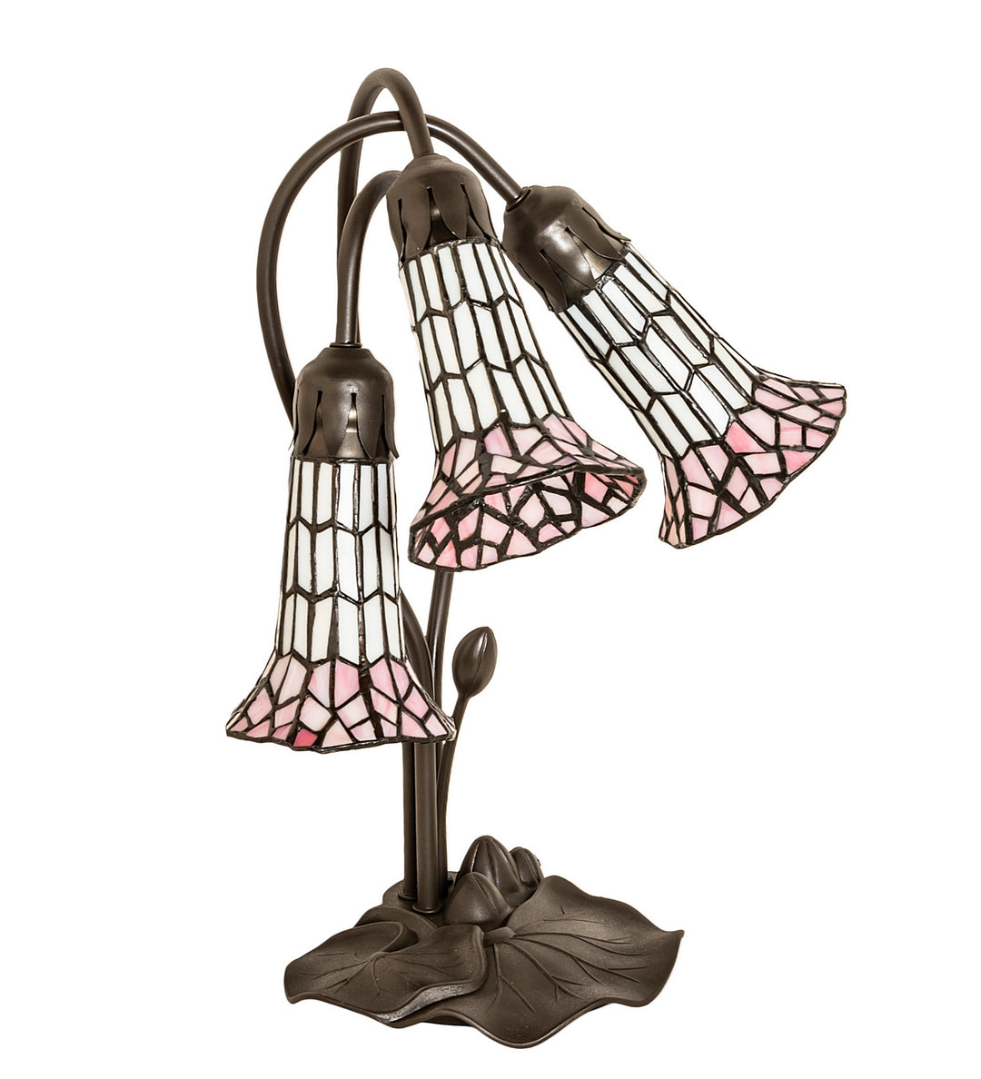 Meyda Tiffany Lighting 251690 Stained Glass Pond Lily Three Light Table Lamp Lamp Bronze / Dark