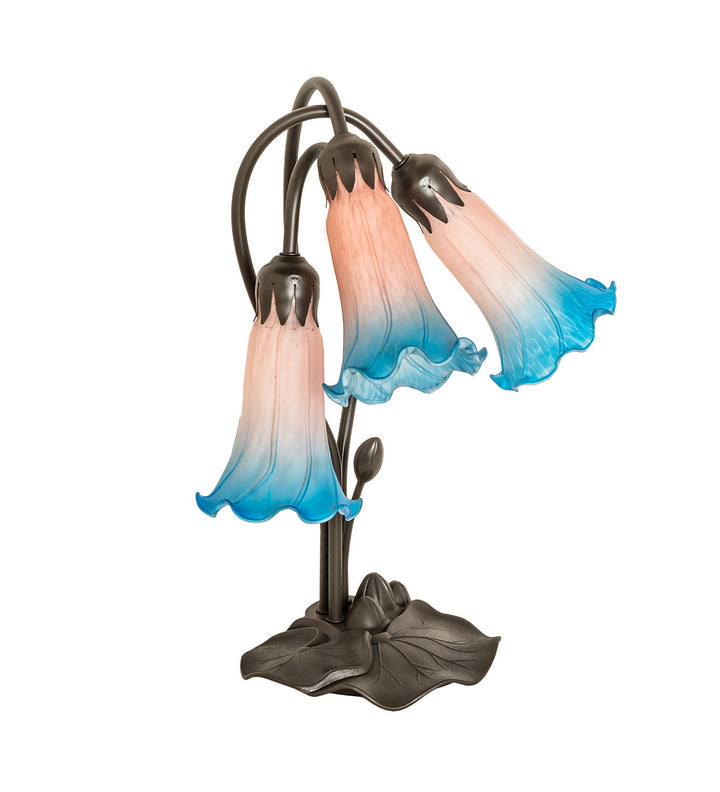 Meyda Tiffany Lighting 254157 Pink/Blue Three Light Table Lamp Lamp Bronze / Dark