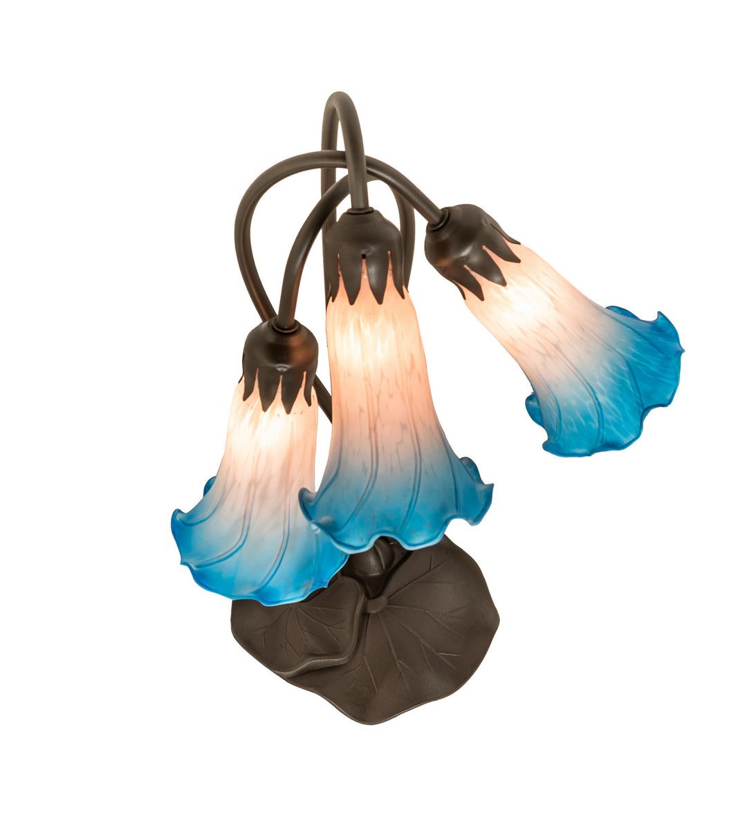 Meyda Tiffany Lighting 254157 Pink/Blue Three Light Table Lamp Lamp Bronze / Dark