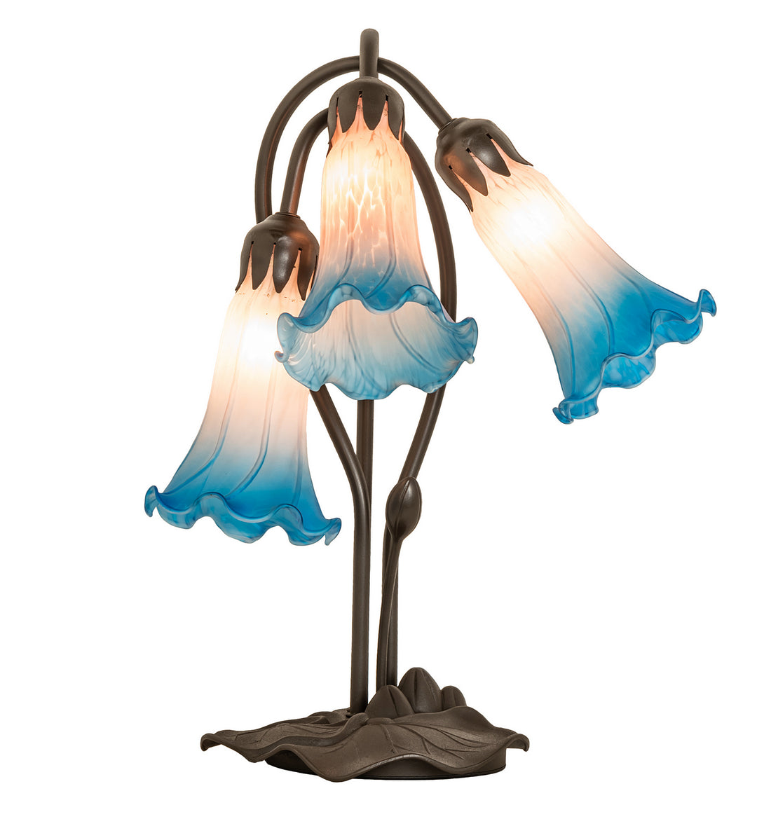 Meyda Tiffany Lighting 254157 Pink/Blue Three Light Table Lamp Lamp Bronze / Dark