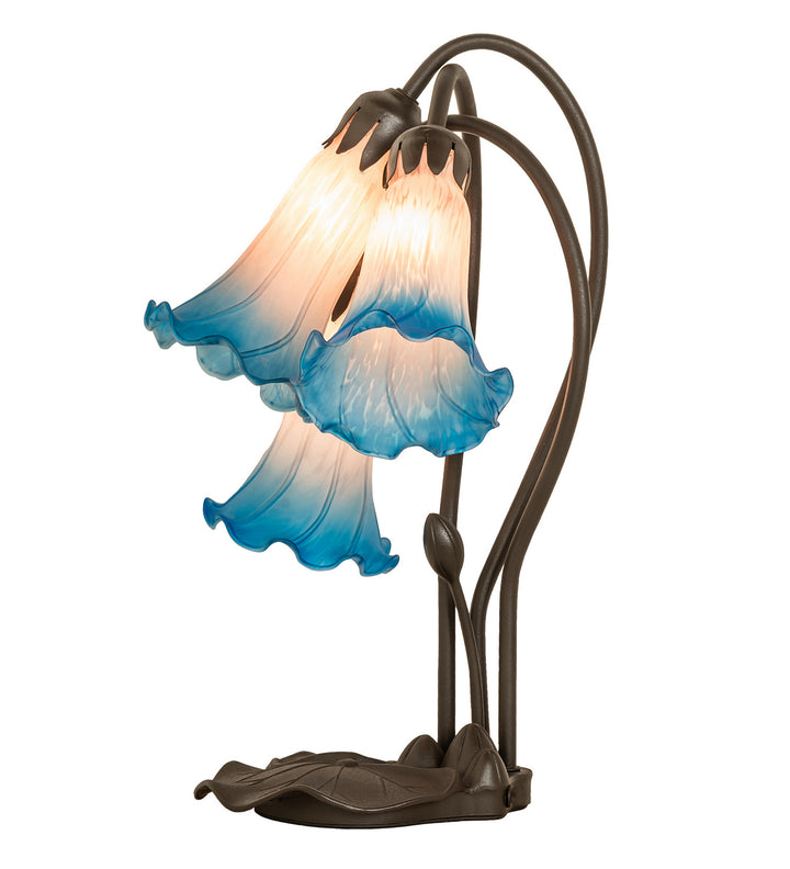 Meyda Tiffany Lighting 254157 Pink/Blue Three Light Table Lamp Lamp Bronze / Dark