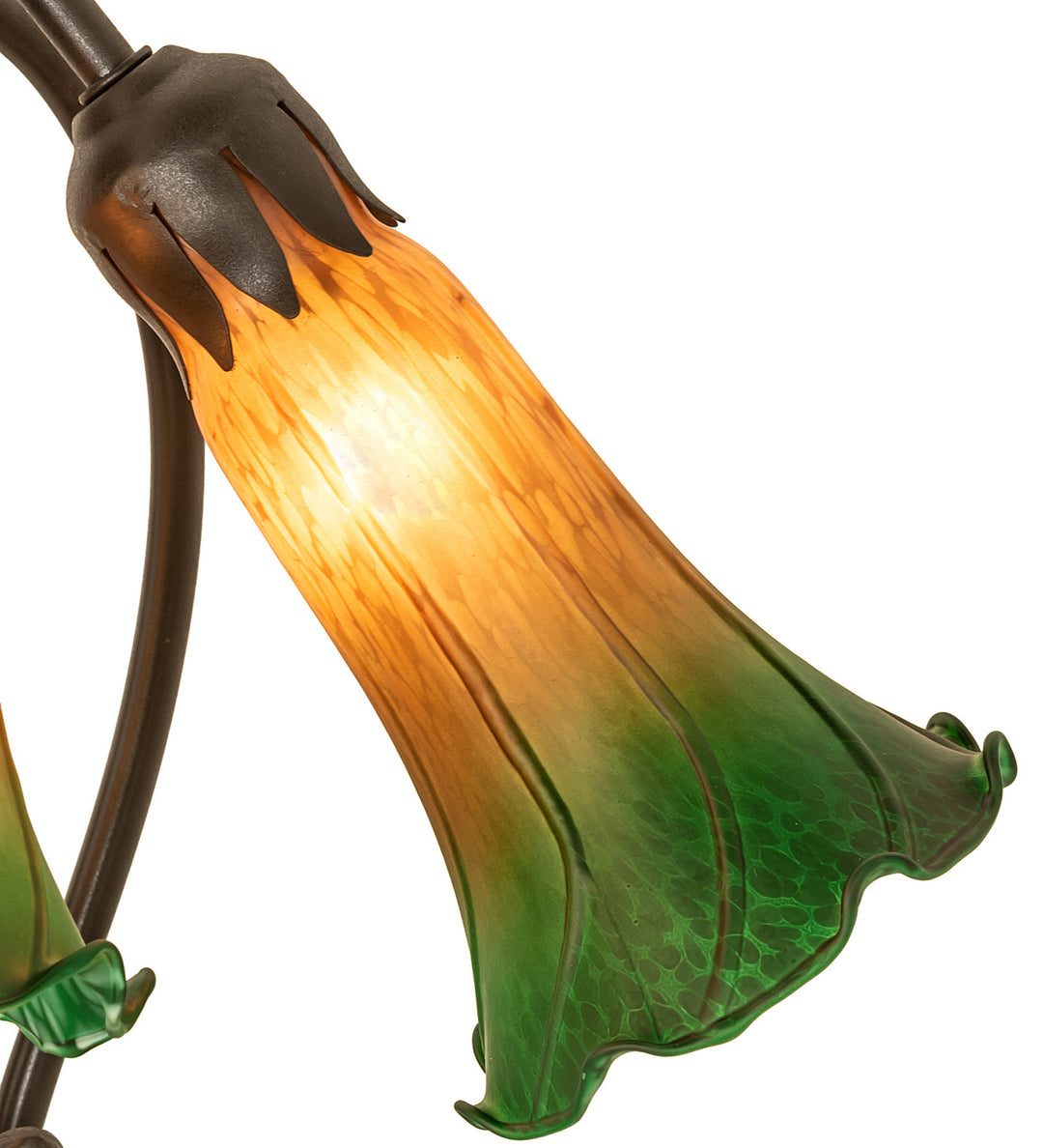 Meyda Tiffany Lighting 254243 Amber/Green Three Light Table Lamp Lamp Bronze / Dark