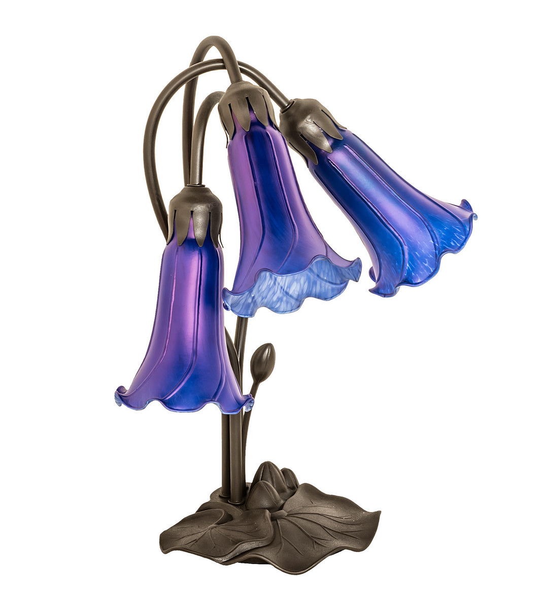 Meyda Tiffany Lighting 254291 Blue Three Light Table Lamp Lamp Bronze / Dark