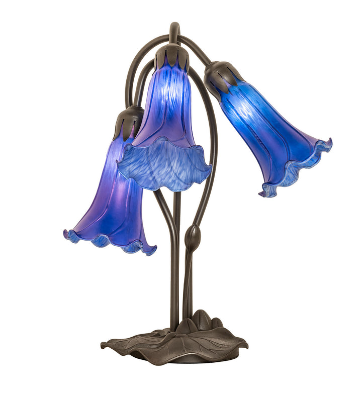 Meyda Tiffany Lighting 254291 Blue Three Light Table Lamp Lamp Bronze / Dark