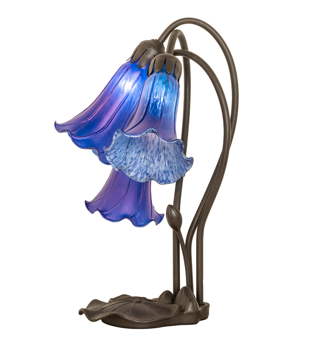 Meyda Tiffany Lighting 254291 Blue Three Light Table Lamp Lamp Bronze / Dark
