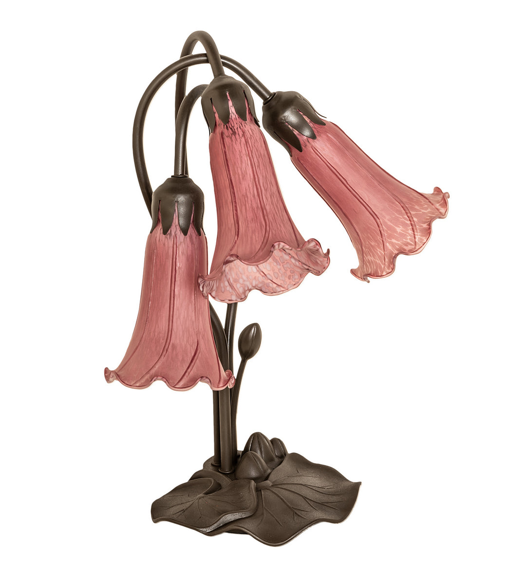 Meyda Tiffany Lighting 254357 Lavender Pond Lily Three Light Table Lamp Lamp Bronze / Dark