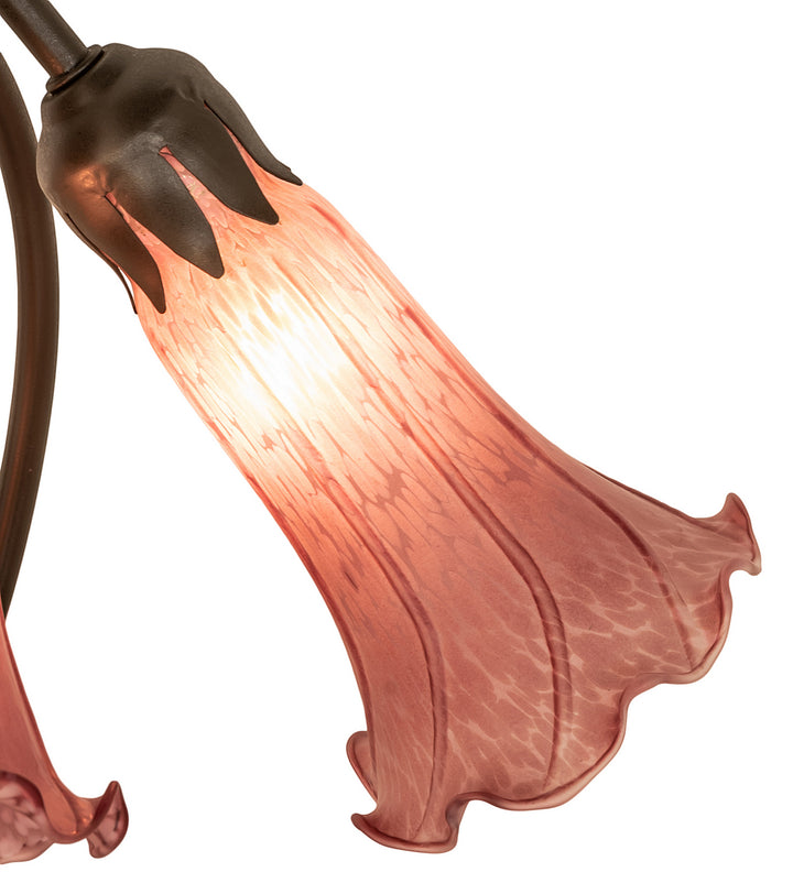 Meyda Tiffany Lighting 254357 Lavender Pond Lily Three Light Table Lamp Lamp Bronze / Dark