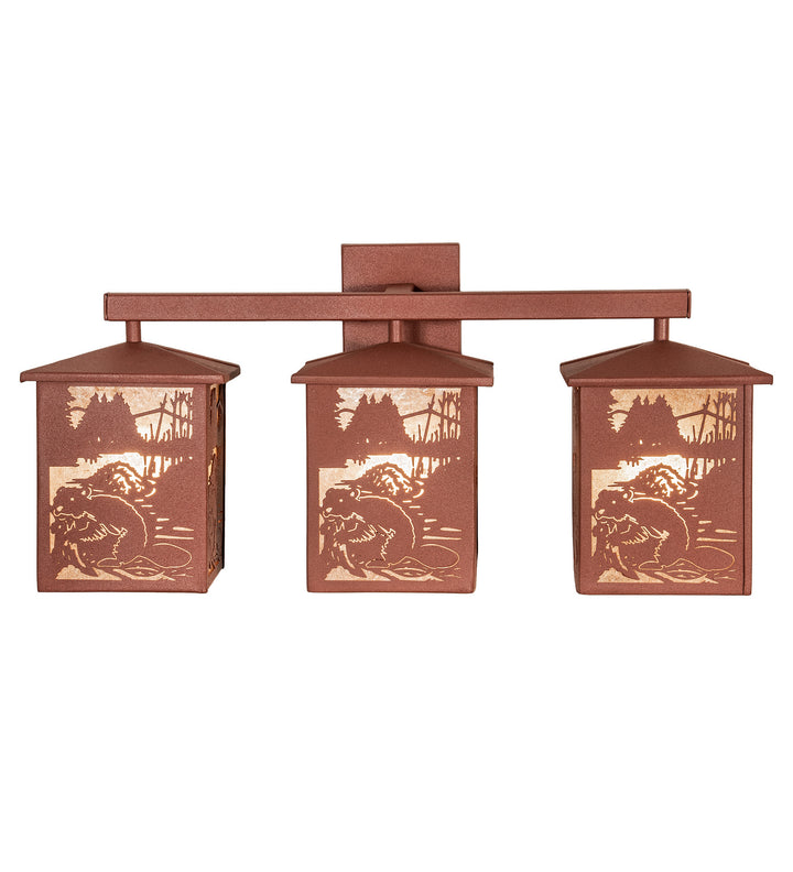 Meyda Tiffany Beaver At Work 254799 Bath Vanity Light 27 in. wide - Rust