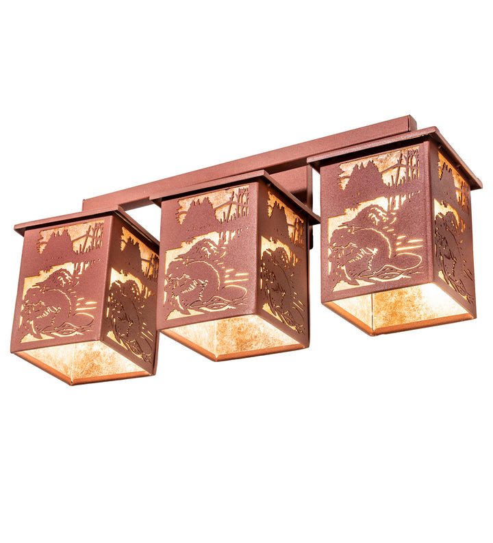 Meyda Tiffany Beaver At Work 254799 Bath Vanity Light 27 in. wide - Rust