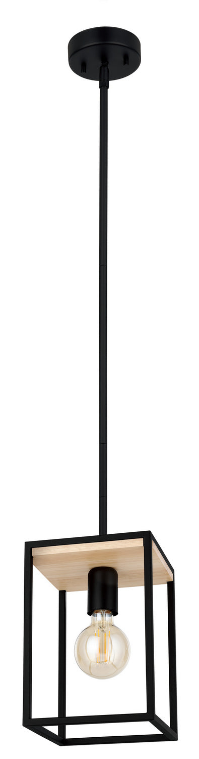 Eglo Libertad 99855A Pendant Light - Structured Black & Natural Wood