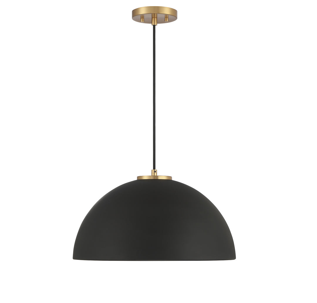 Meridian M7024MBKNB Pendant Light - Matte Black with Natural Brass