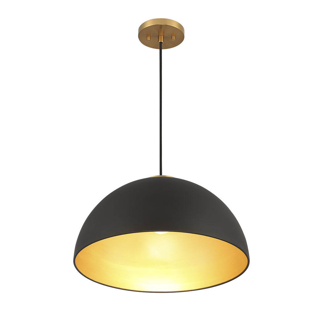 Meridian M7024MBKNB Pendant Light - Matte Black with Natural Brass