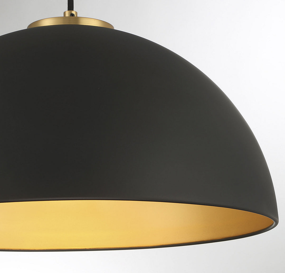 Meridian M7024MBKNB Pendant Light - Matte Black with Natural Brass