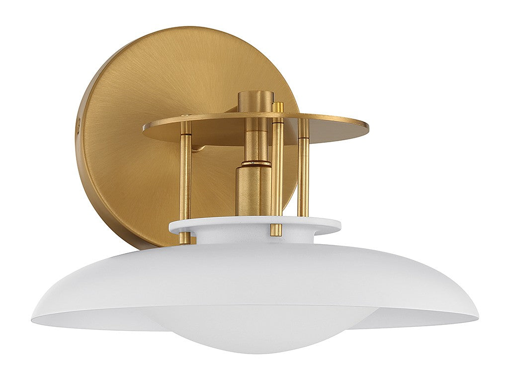 Savoy House Gavin 9-1686-1-142 Wall Sconce Light - White with Warm Brass