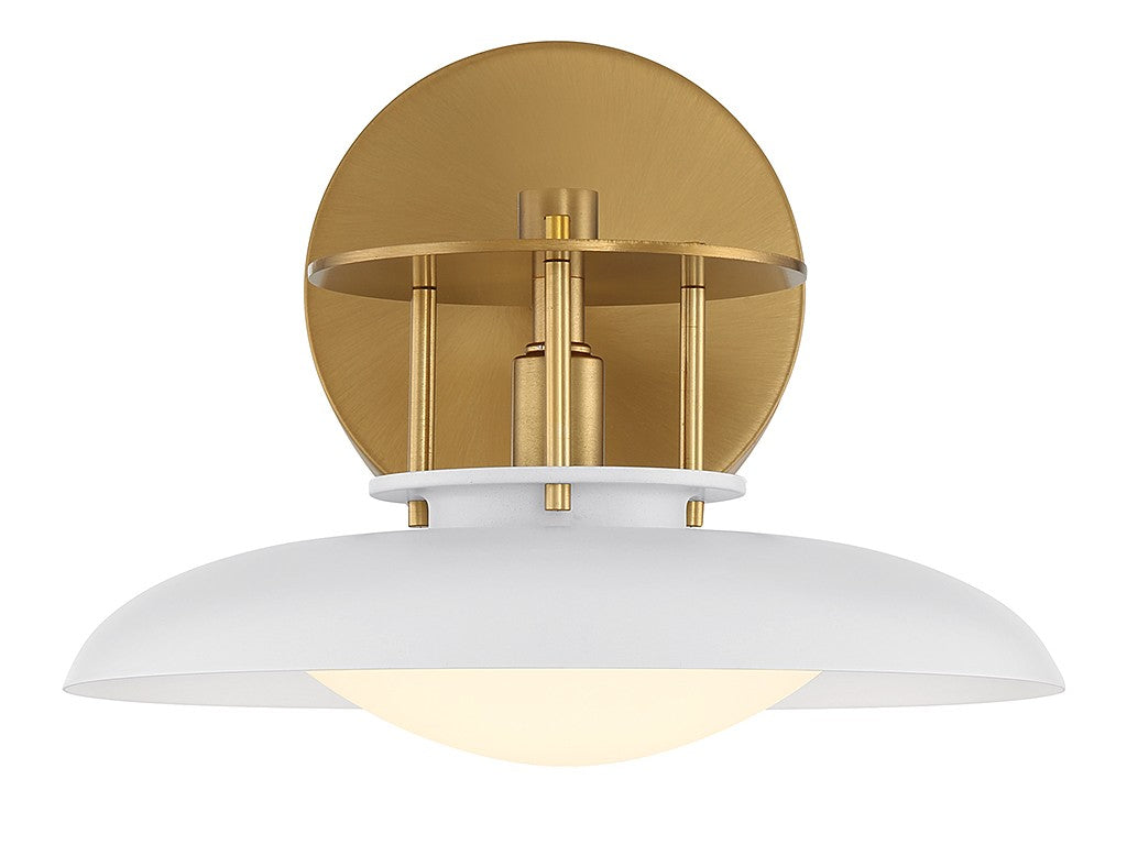 Savoy House Gavin 9-1686-1-142 Wall Sconce Light - White with Warm Brass