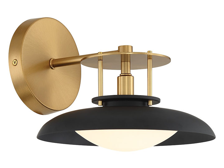 Savoy House Gavin 9-1686-1-143 Wall Sconce Light - Matte Black with Warm Brass