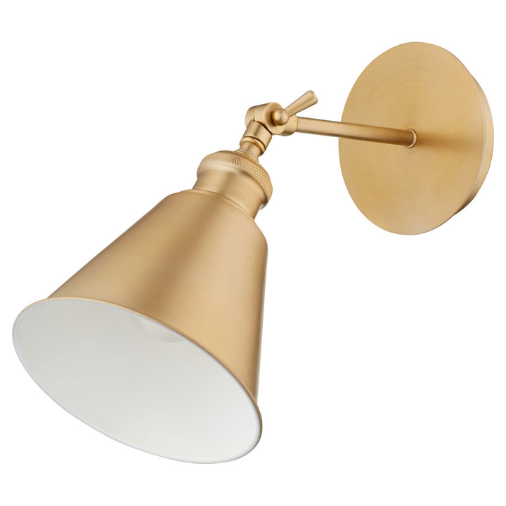 Quorum Metal Cone 5390-80 Wall Sconce Light - Aged Brass
