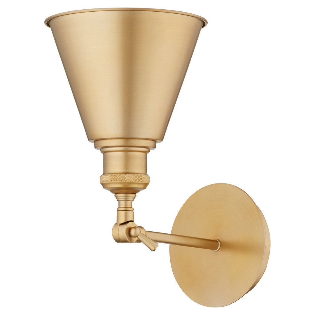Quorum Metal Cone 5390-80 Wall Sconce Light - Aged Brass