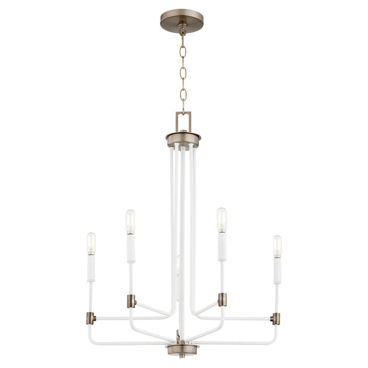 Quorum Davies 633-5-0881 Chandelier Light - Studio White W/ Dark Brass