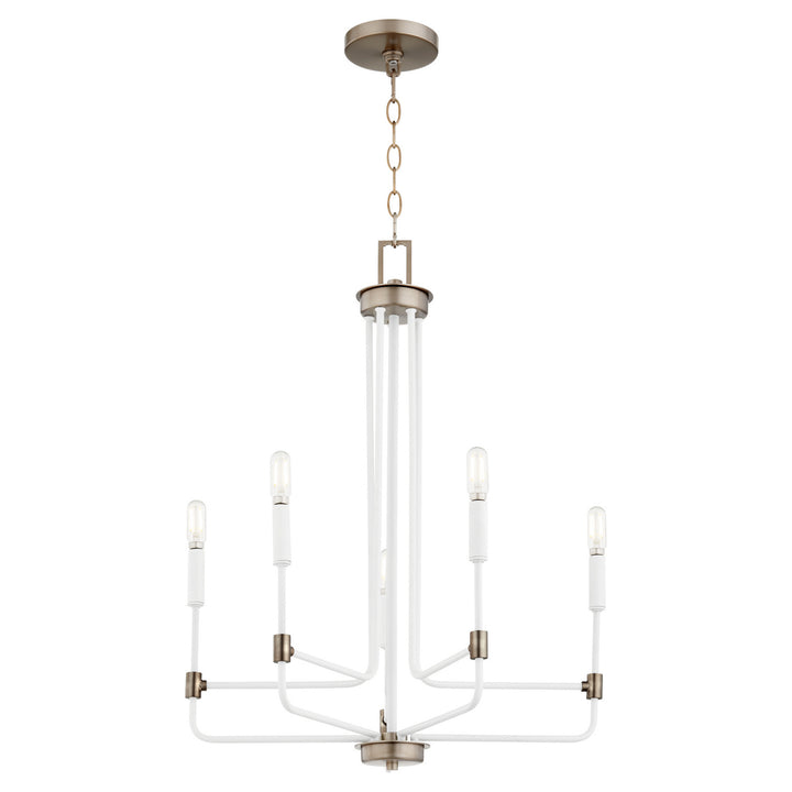 Quorum Davies 633-5-0881 Chandelier Light - Studio White W/ Dark Brass