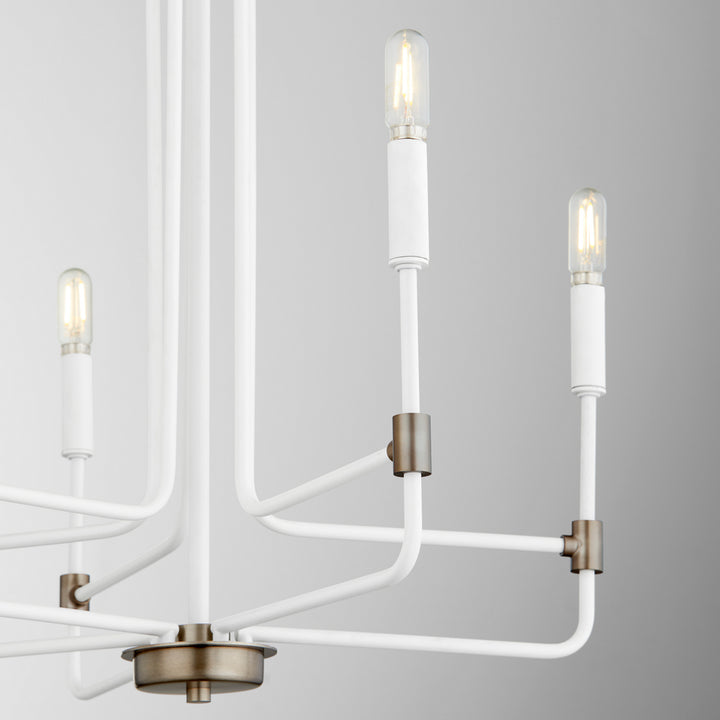Quorum Davies 633-5-0881 Chandelier Light - Studio White W/ Dark Brass