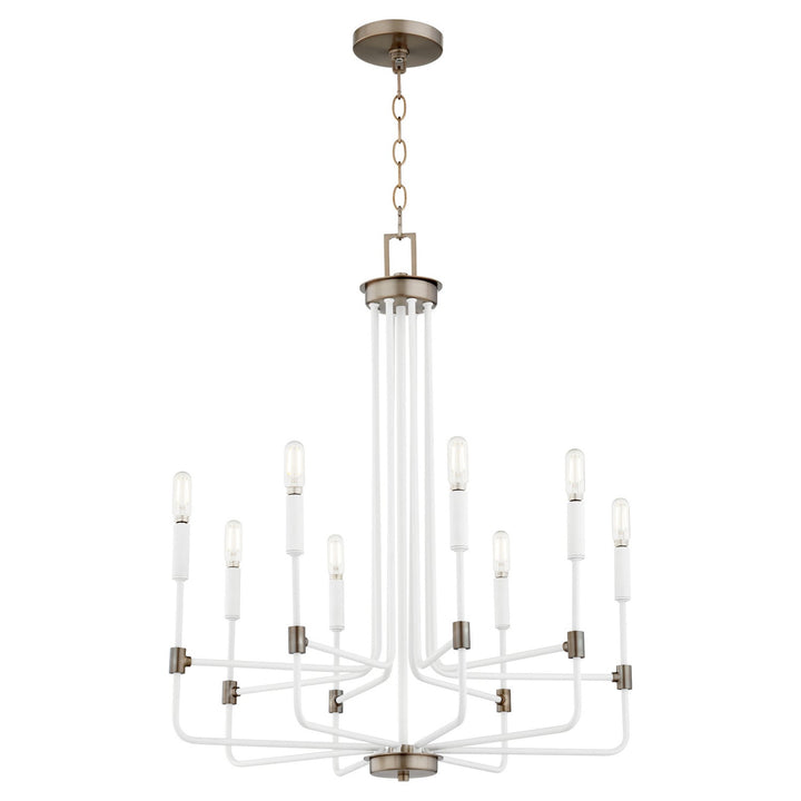 Quorum Davies 633-8-0881 Chandelier Light - Studio White W/ Dark Brass